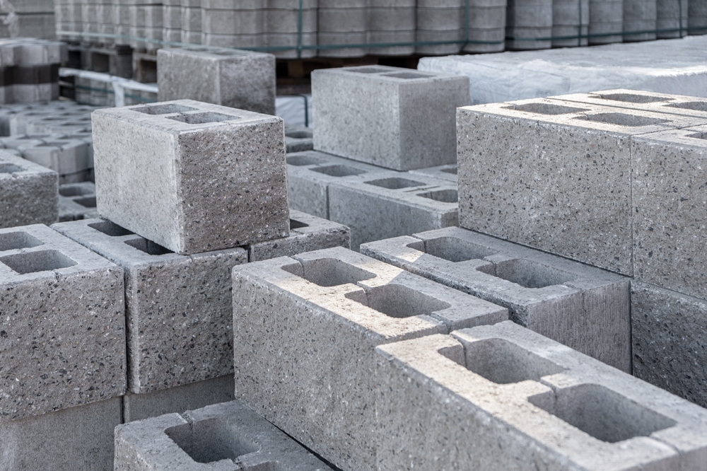 Concrete cinder blocks in a pile