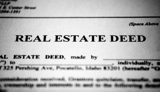 Close-up of a real estate deed document.