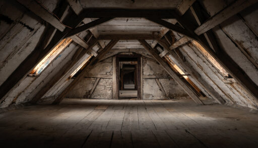 Empty wooden attic
