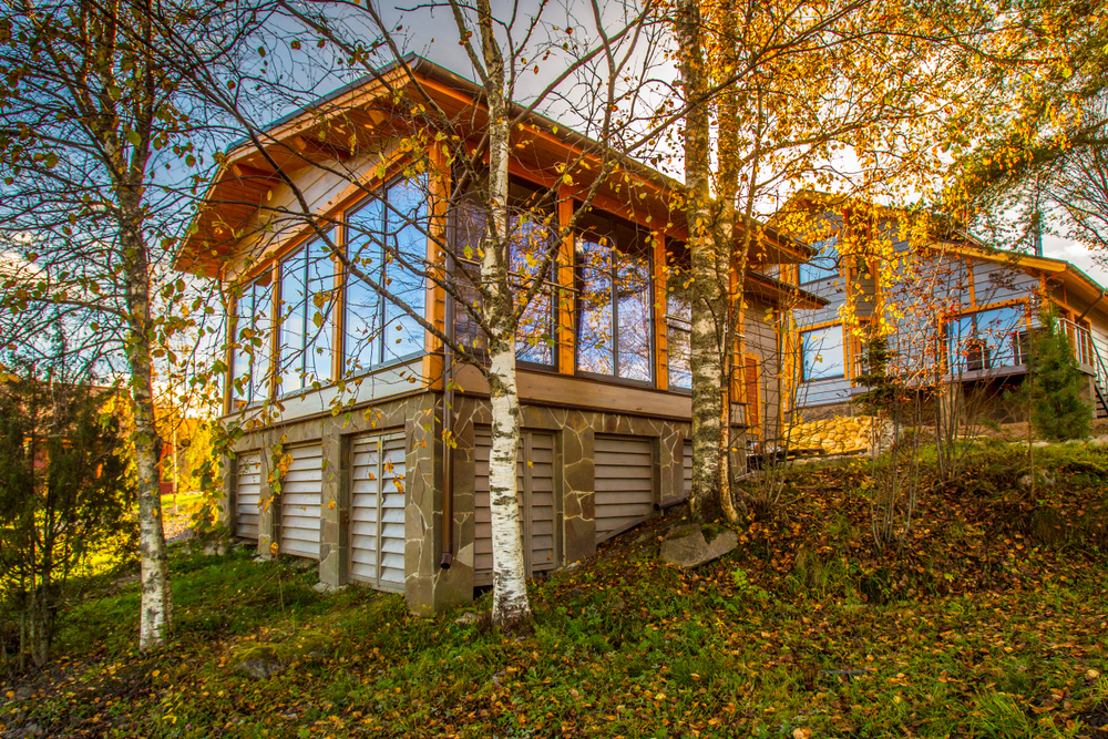 Newly renovated wooden cabin in the woods.