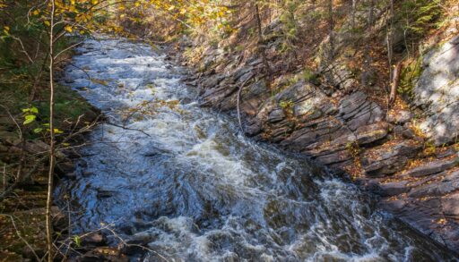 Eau Claire Gorge Falls in the fall.