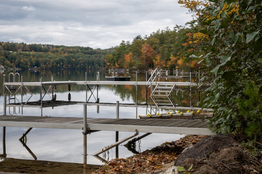 Multiple empty neighbouring boat docks.