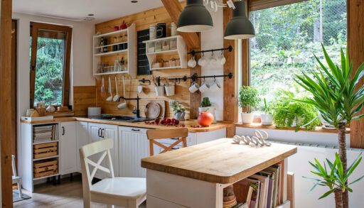 Newly renovated cottage kitchen interior.