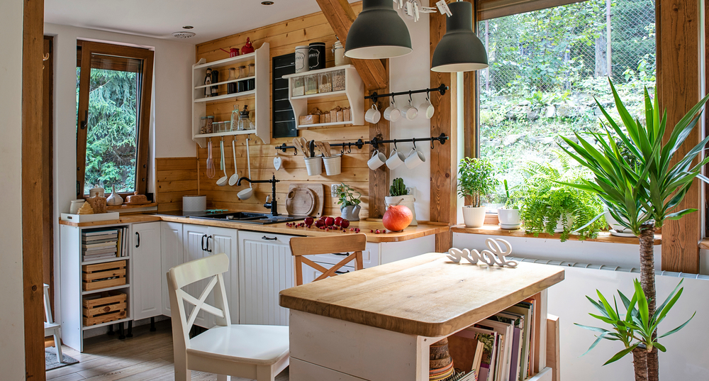 Newly renovated cottage kitchen interior.