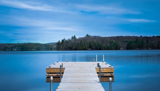 Empty dock on Bob Lake, Minden, Ontario.