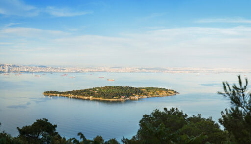 Aerial view of Sedef Ada in Turkey.