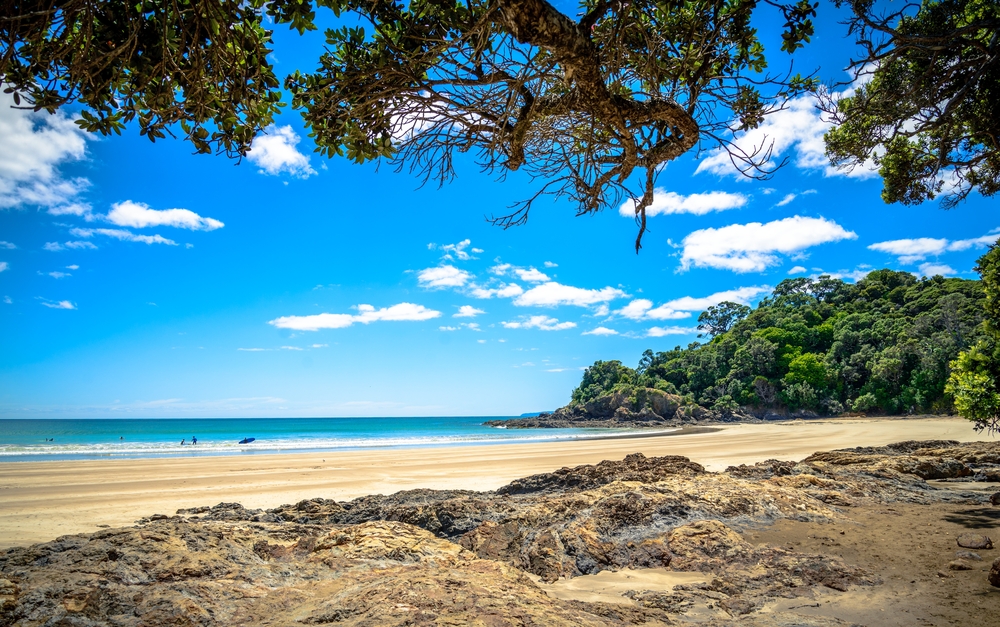 View of Sandy Bay along the Tutukaka coast in New Zealand.