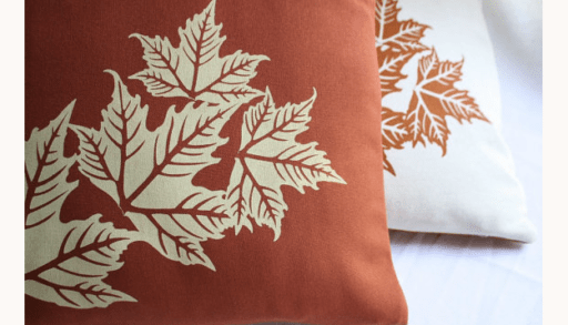 Handprinted Natural or Brown Leaves Cushion Cover ($30)