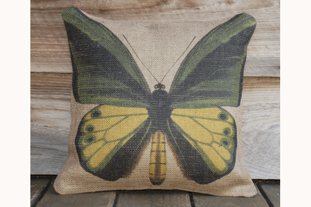 Butterfly Burlap Pillow Cover ($46)