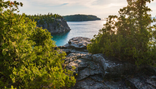 View of Halfway Rock Point along Bruce Trail, Ontario.