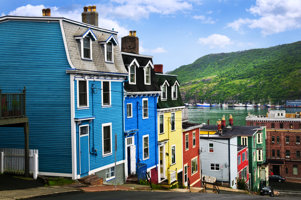 Bright-coloured houses in St. John's, Newfoundland.