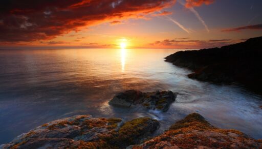 Sunset over Liverpool Bay in Anglesey, North Wales, U.K.