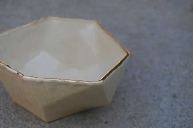 Geometric gilded bowl