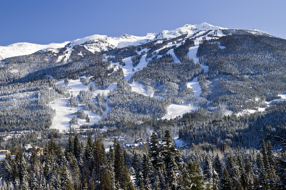 Blackcomb Mountain in the winter at the Whistler Ski Resort, B.C., Canada.