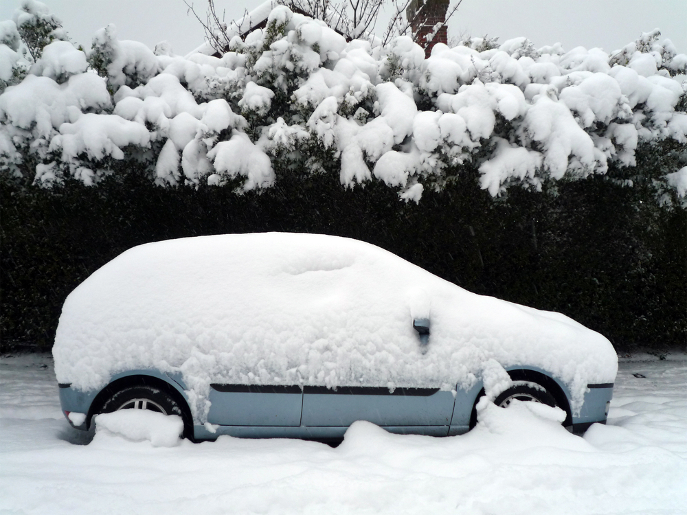 A car covered in snow