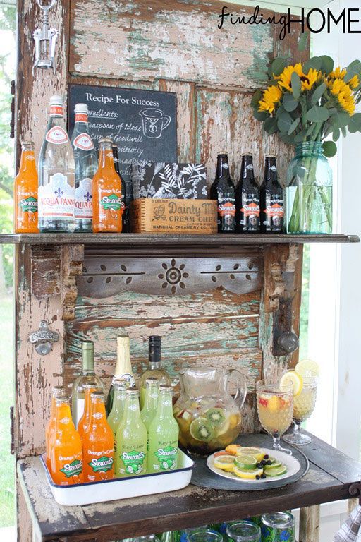 Make a shabby-chic bar/beverage station