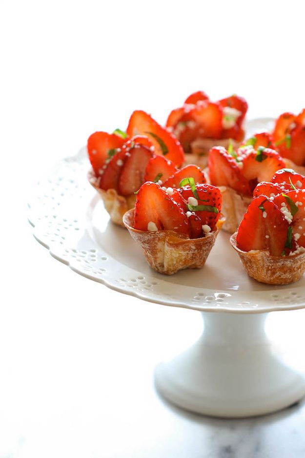 Strawberry wonton cups