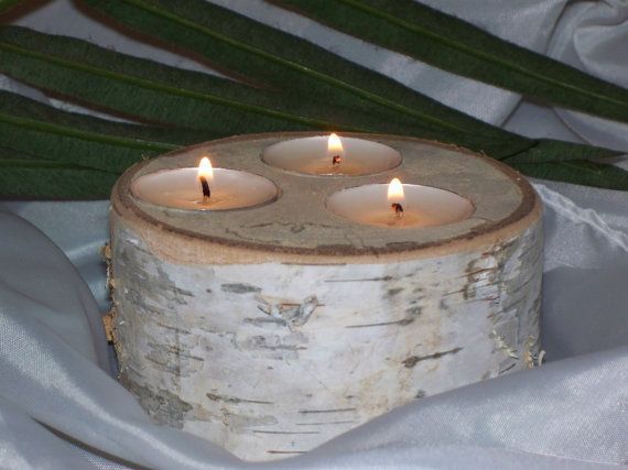 Log tealight holder