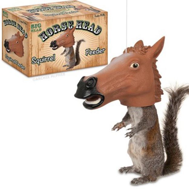 Horse head squirrel feeder