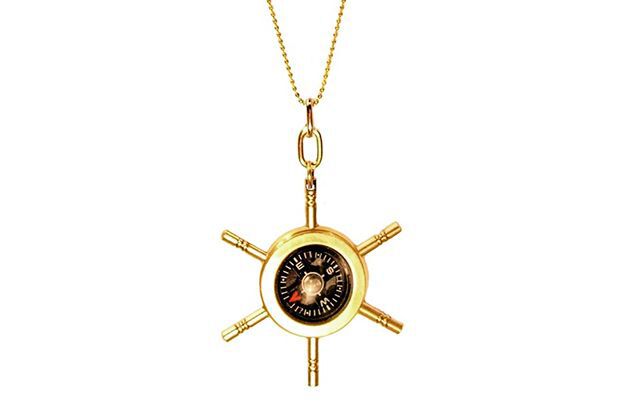 Ship's wheel compass necklace