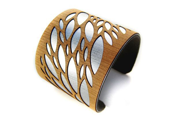 Silver leaves cuff