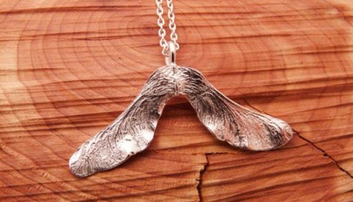Silver maple key necklace