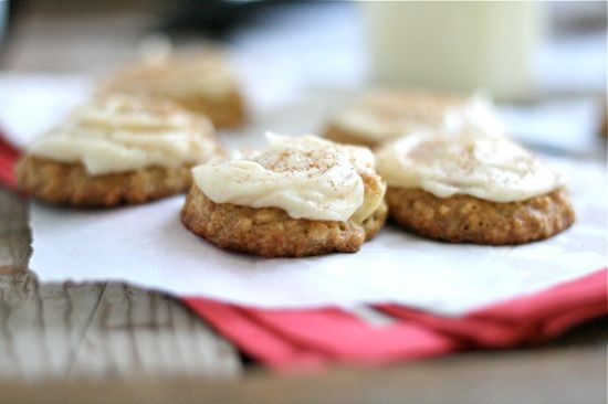 Apple oatmeal cookies with brown butter frosting
