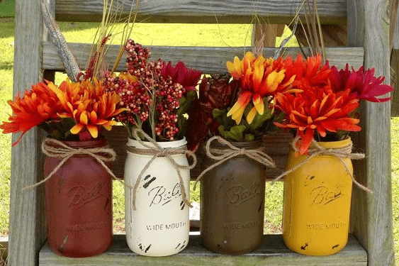 Painted glass jars