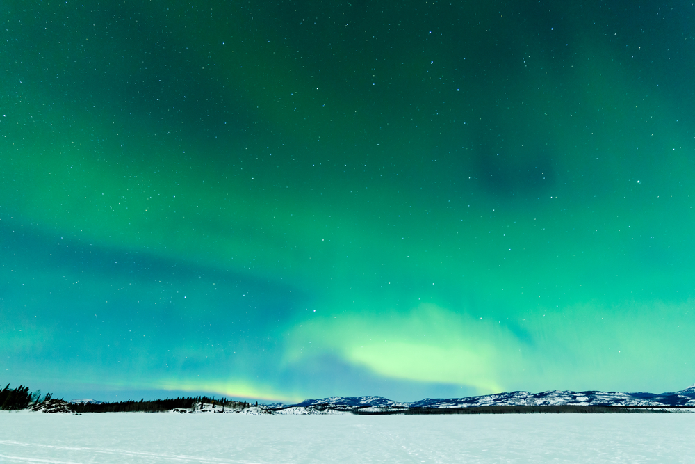 Northern lights above Lake Laberge, Yukon.