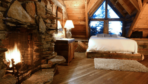 Natural rock fireplace