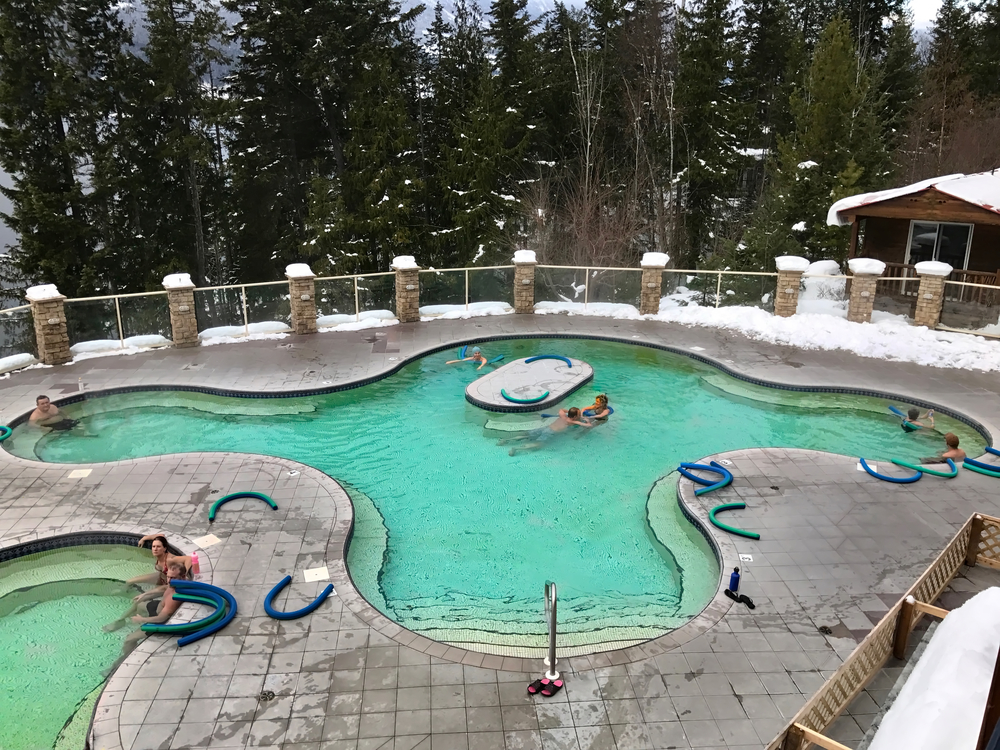 Turquoise-coloured pool at Halcyon Hot Springs and Spa, British Columbia.
