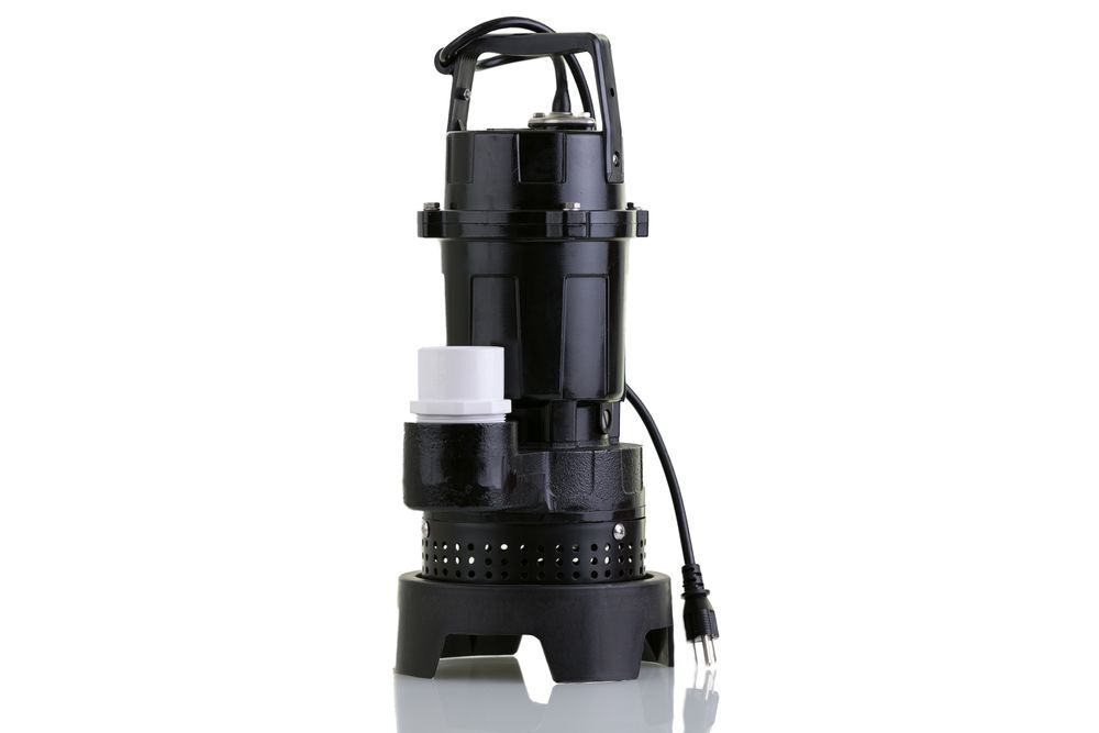 Close-up of a black submersible pump.