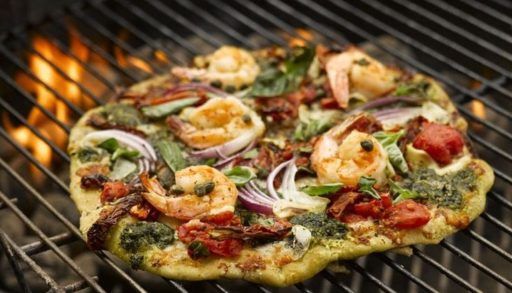 Danielle’s pesto shrimp pizza