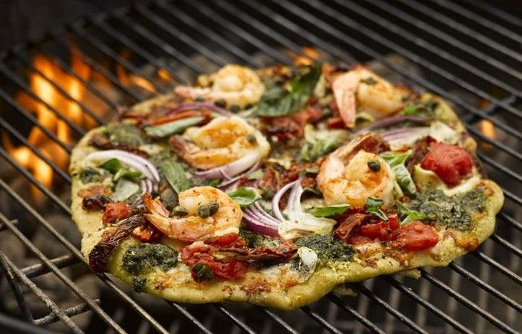 Danielle’s pesto shrimp pizza