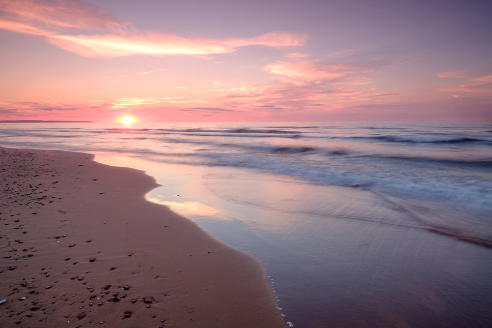 Sunset over Singing Sands Beach, Prince Edward Island.