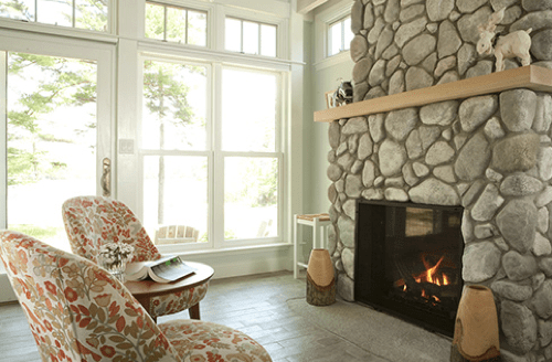 View of the seating area and fireplace