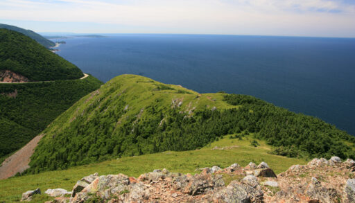Skyline Trail near the ocean in Cape Breton Highlands National Park, Nova Scotia.