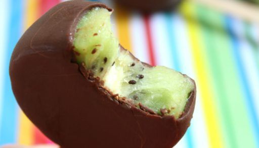 Chocolate-covered kiwi pops
