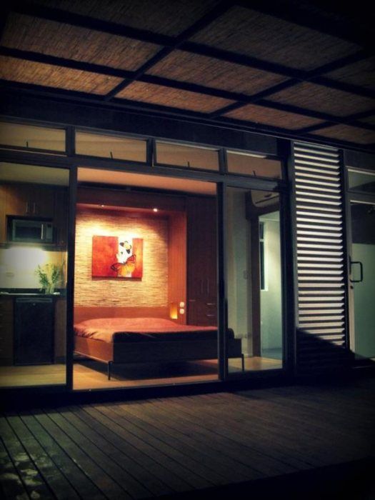 The foldaway bed as seen from the front porch.