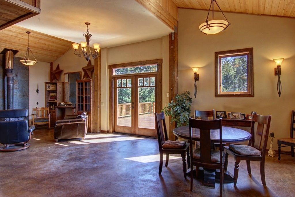 The spacious dining room and living room.