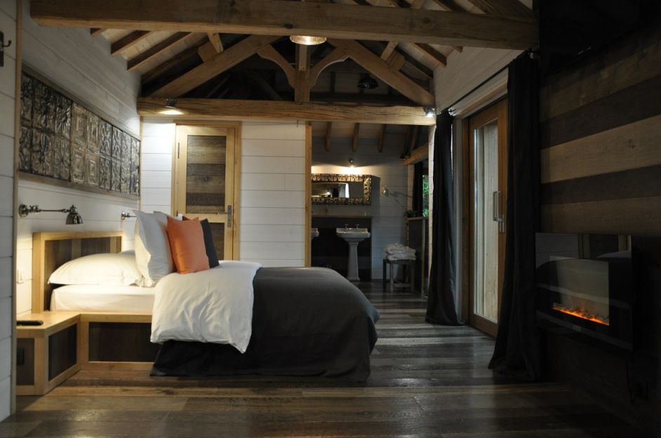 The bedroom inside one of the castle tree houses.