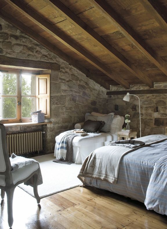 A cozy attic bedroom.