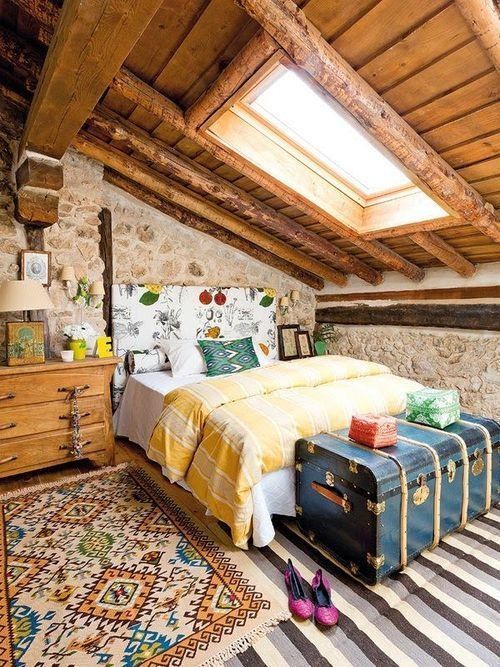 A cozy attic bedroom.