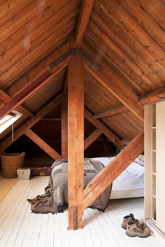 A cozy attic bedroom.