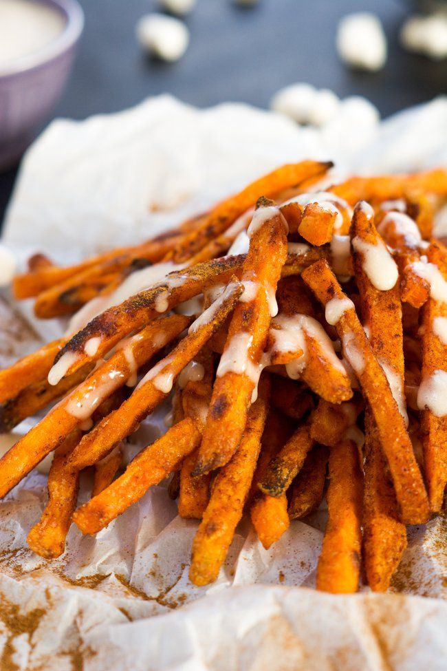 Cinnamon Sugar Sweet Potato Fries with Toasted Marshmallow Sauce