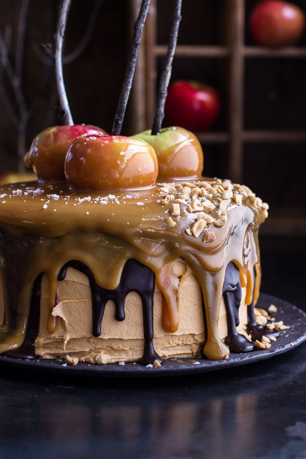 Salted Caramel Apple Snickers Cake
