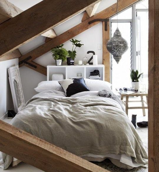 A cozy attic bedroom.