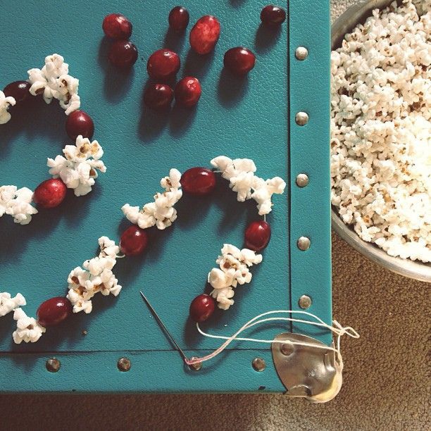 Popcorn and cranberry garland