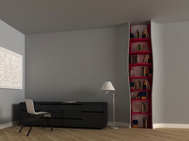 Bookshelf in a wall