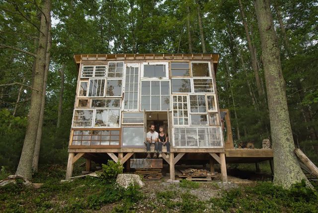 Olson and Horowitz sit in doorway of their cabin